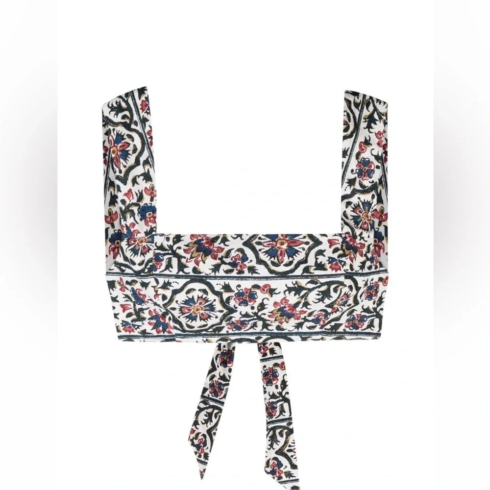 Boteh White Verbena Paisley-print Crop Top - Picture 4 of 8